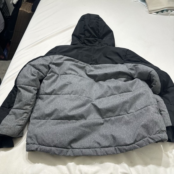 ZeroXposur Boys Winter Puffer Jacket Gray Black Hooded Fleece Lined Size L 10/12 - Picture 3 of 11